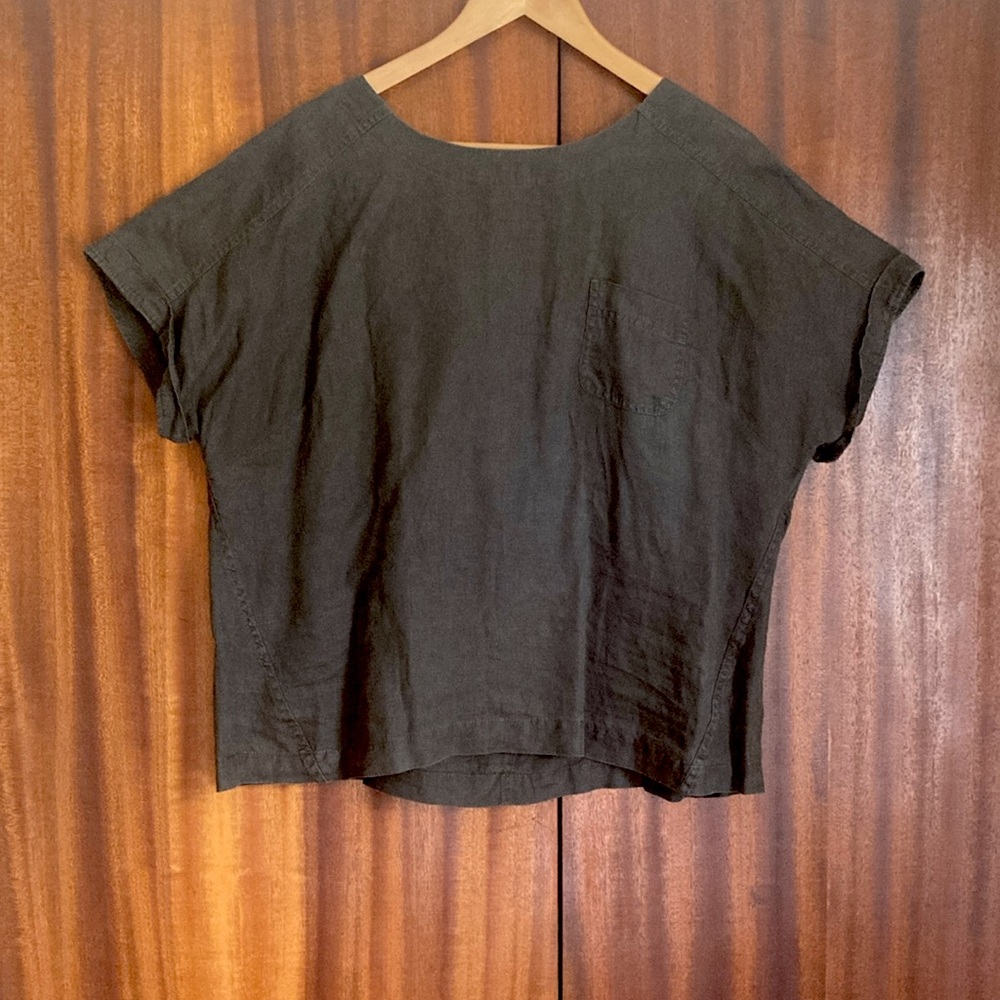 Charcoal Grey Linen Tshirt - Jones New York